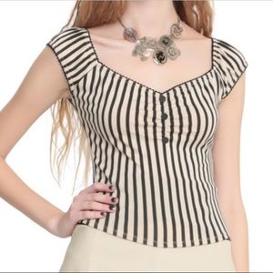 Black and Cream Vertical Striped Top